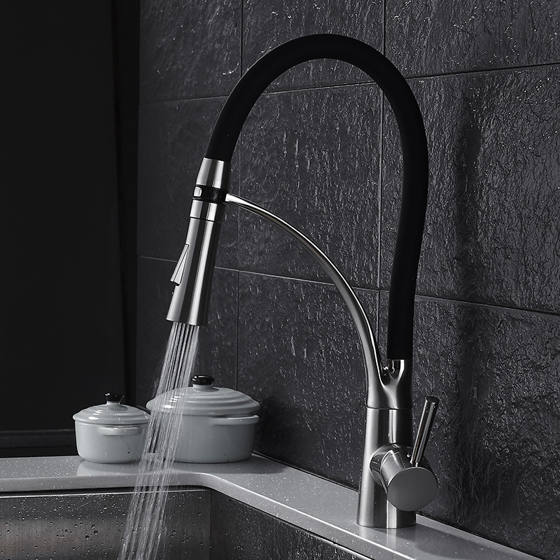 Commercial Kitchen Faucets - Keukenkraan met uittrekbare slang, massief messing,