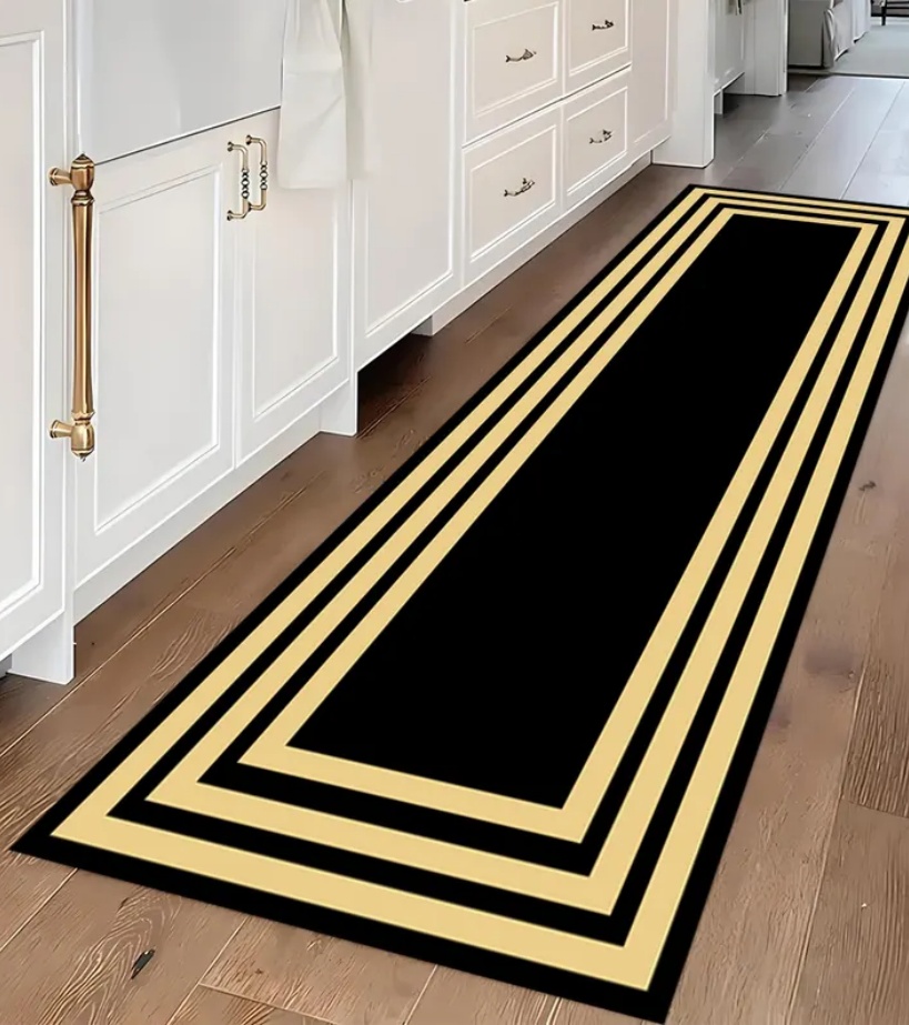 Commercial Kitchen Mats - Luxe zwart gouden Grieks sleutelpatroon border