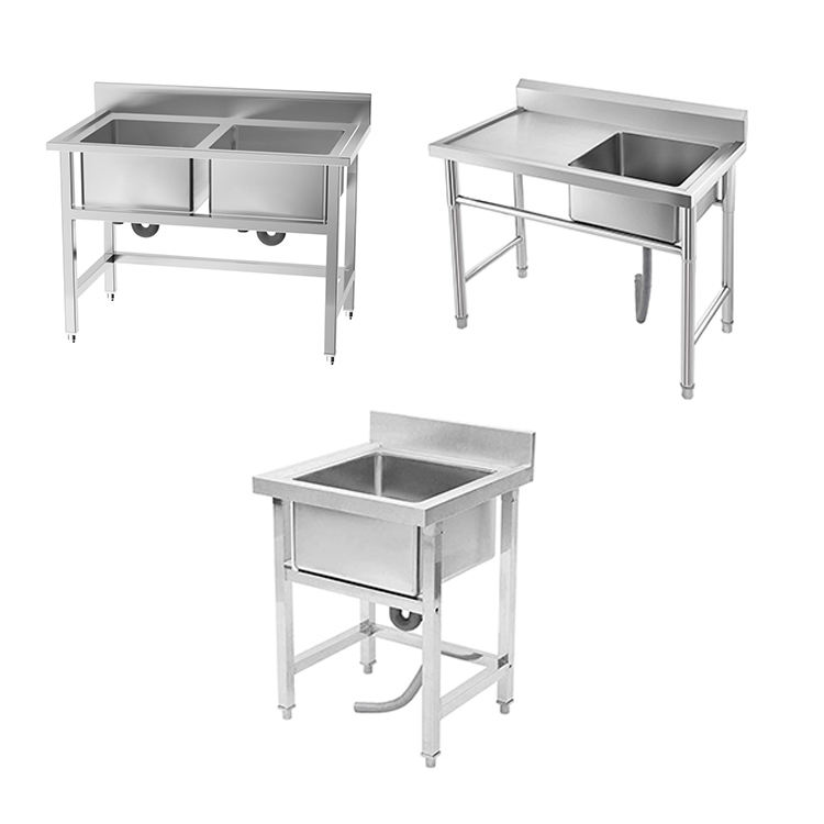 Commercial Kitchen Bench - Commerciële RVS keukengootstenen dubbele spoelbak werkbank