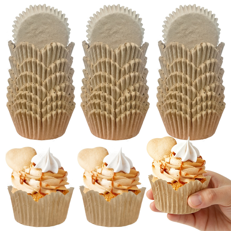 Rotary Bakery Oven - 150 stuks natuurlijke kleurige bloemvormige bakvormpjes,