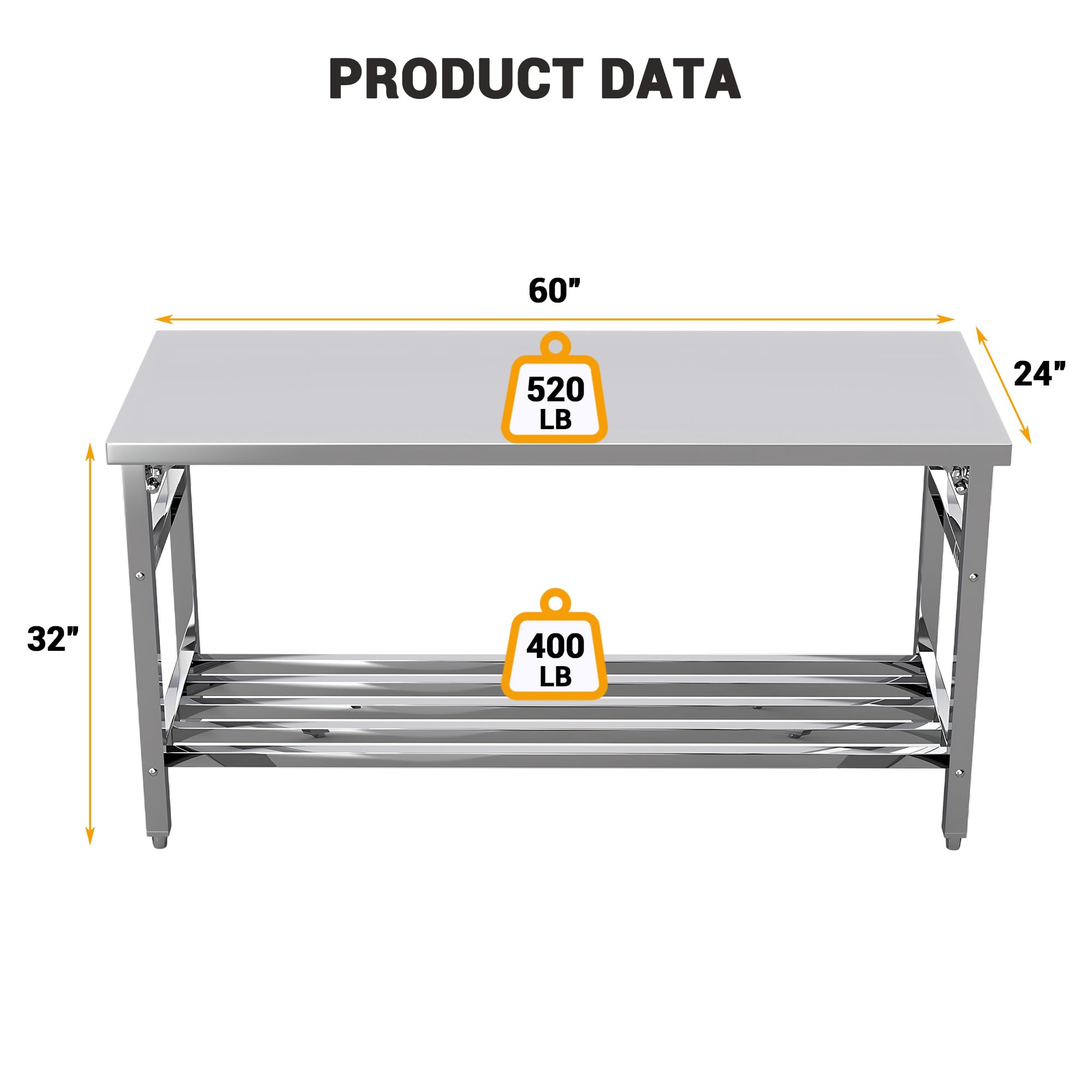 60*24 inch RVS voorbereidings- - Commercial Kitchen Bench recensie en prijs