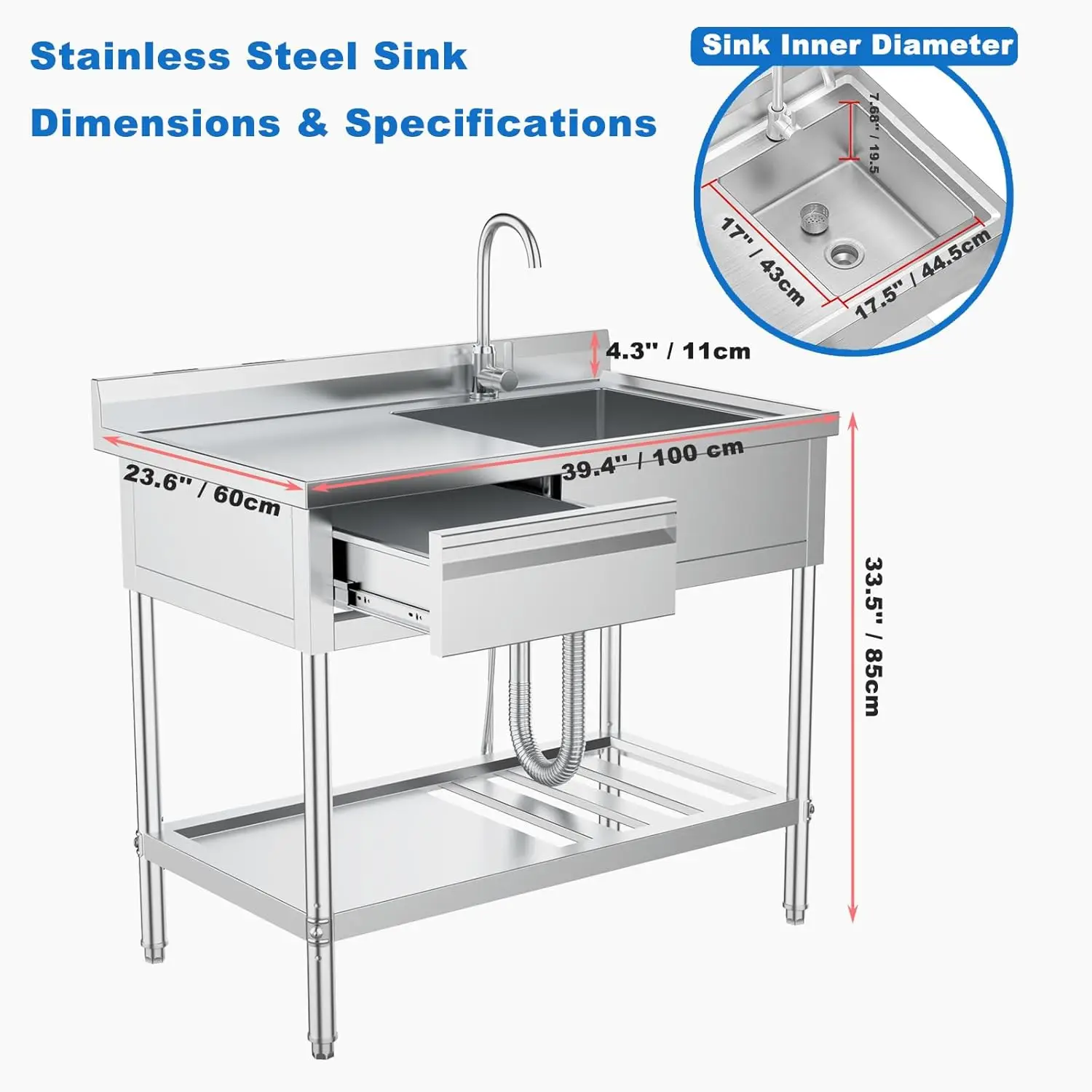 RVS spoelbak met laden & afvoe - Commercial Kitchen Plumbing recensie en prijs